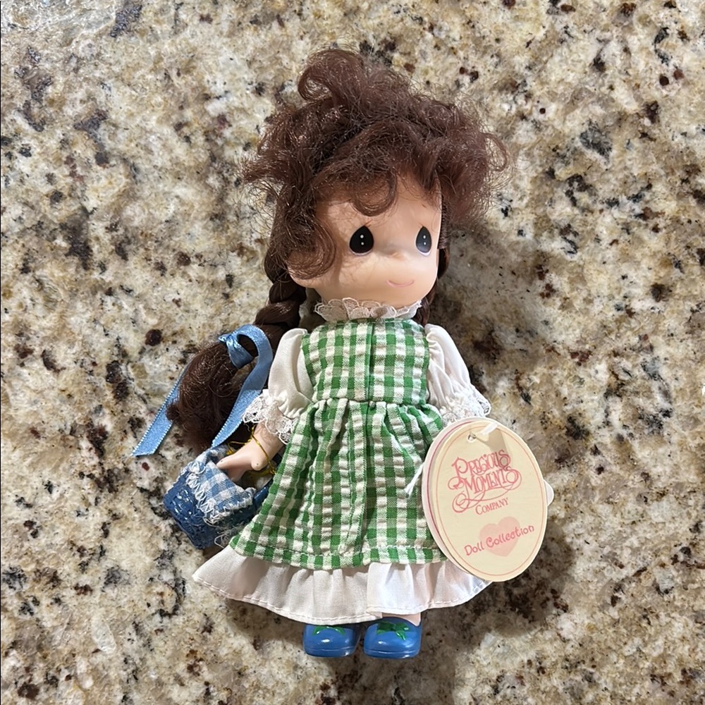 Precious Moments Keely Green Checkered Dress Doll